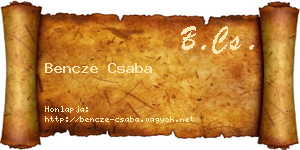 Bencze Csaba névjegykártya